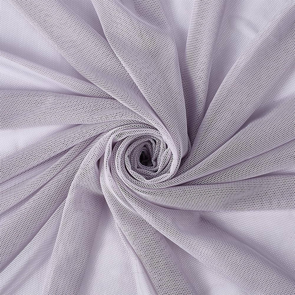 1.65M Light Gray Stretch Mesh Fabric Soft Tulle Netting Solid Sheer Fabrics by The Yard Polyester Mosquito Net Elastic Cloth for Sewing Making DIY Craft Wedding Dresses Clothing Accessories