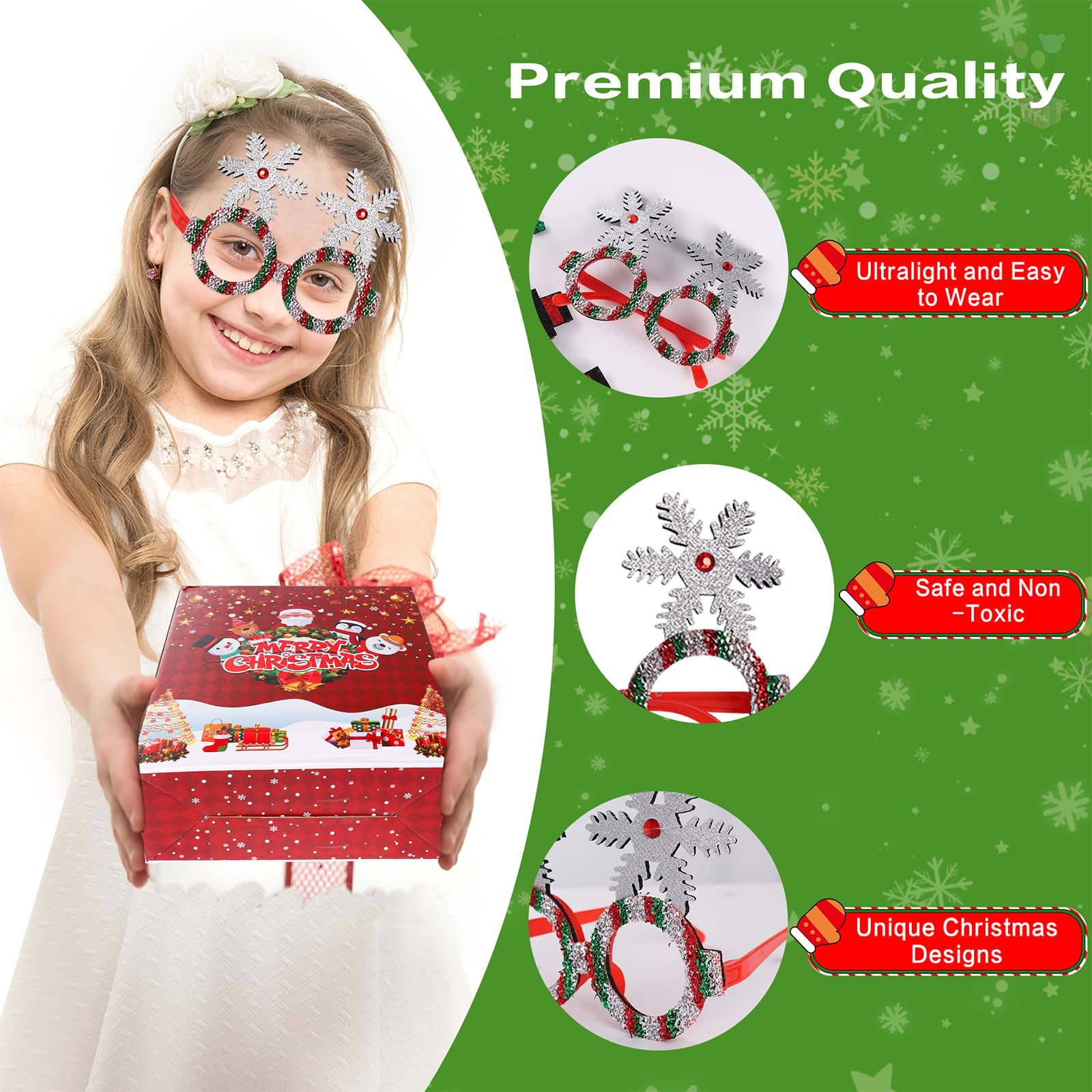 Set di 24 cornici per occhiali natalizi e fasce per capelli, accessori per feste di Natale, accessori per servizi fotografici
