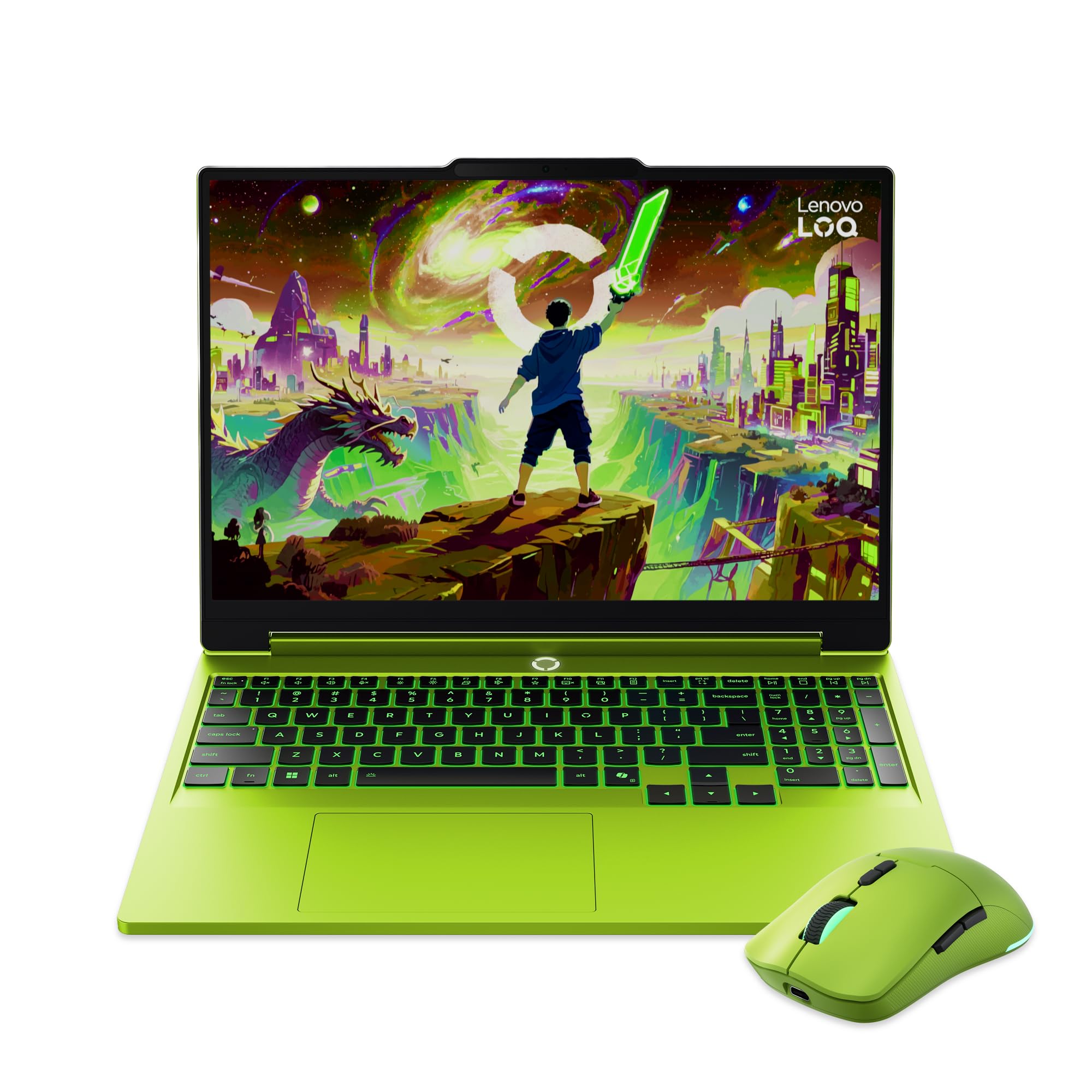 Lenovo LOQ 15" 144Hz Notebook Gaming + Mouse, NVIDIA GeForce RTX 5050 8GB GDDR7, AMD Ryzen 7 250, RAM 16GB DDR5, 512GB SSD M.2 2242 PCIe 4.0, FHD, Windows 11, Tastiera retroilluminata - Surge Green