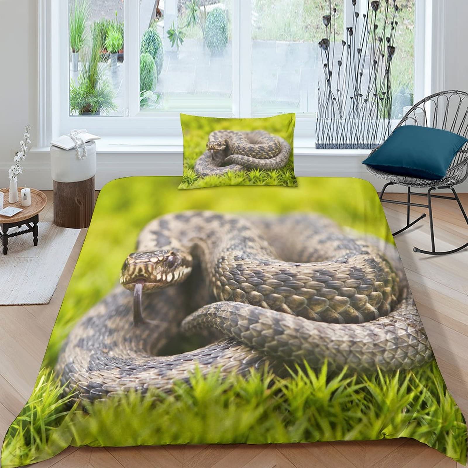 Parure de lit serpent housse de couette 3D imprimé animal 135x200cm