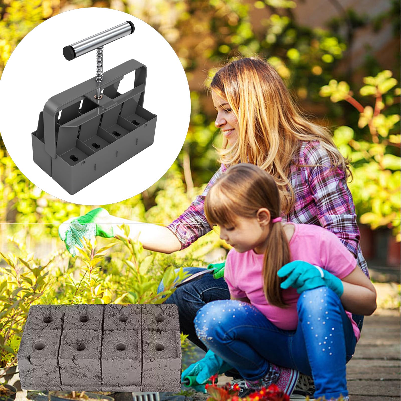 Bloque de suelo de 8 celdas para semillas, 5 cm, bloque de semillas manual, bloque de semillas, bloque de semillas duradero, herramienta de bloqueo del suelo, kit de bloqueo de suelo