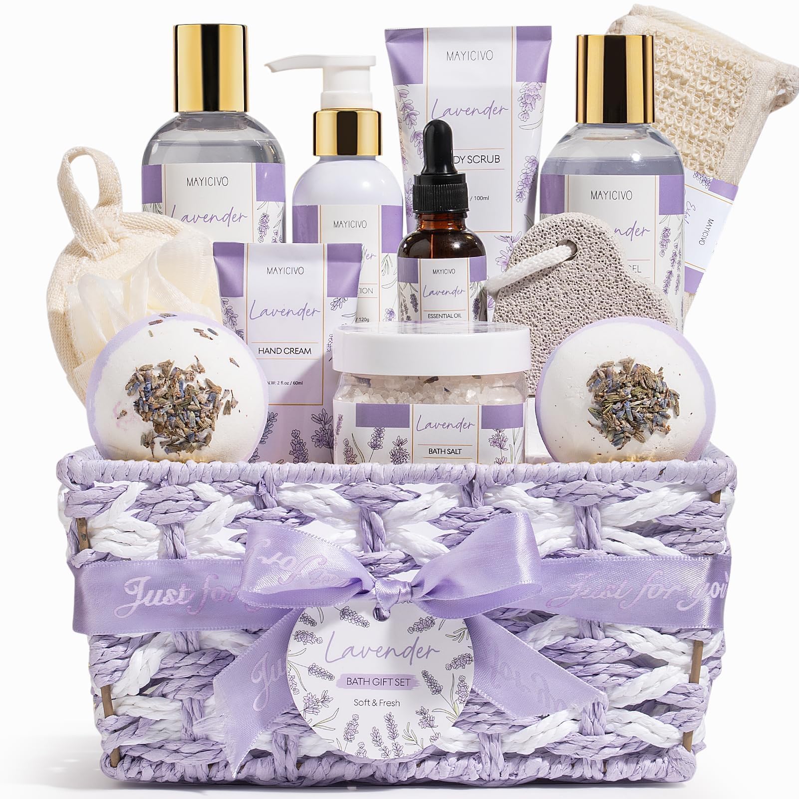 Mothers Day Birthday Gifts for Women Lavender Relaxing Spa Gift Baskets for Women Self Care Package Bath Gift