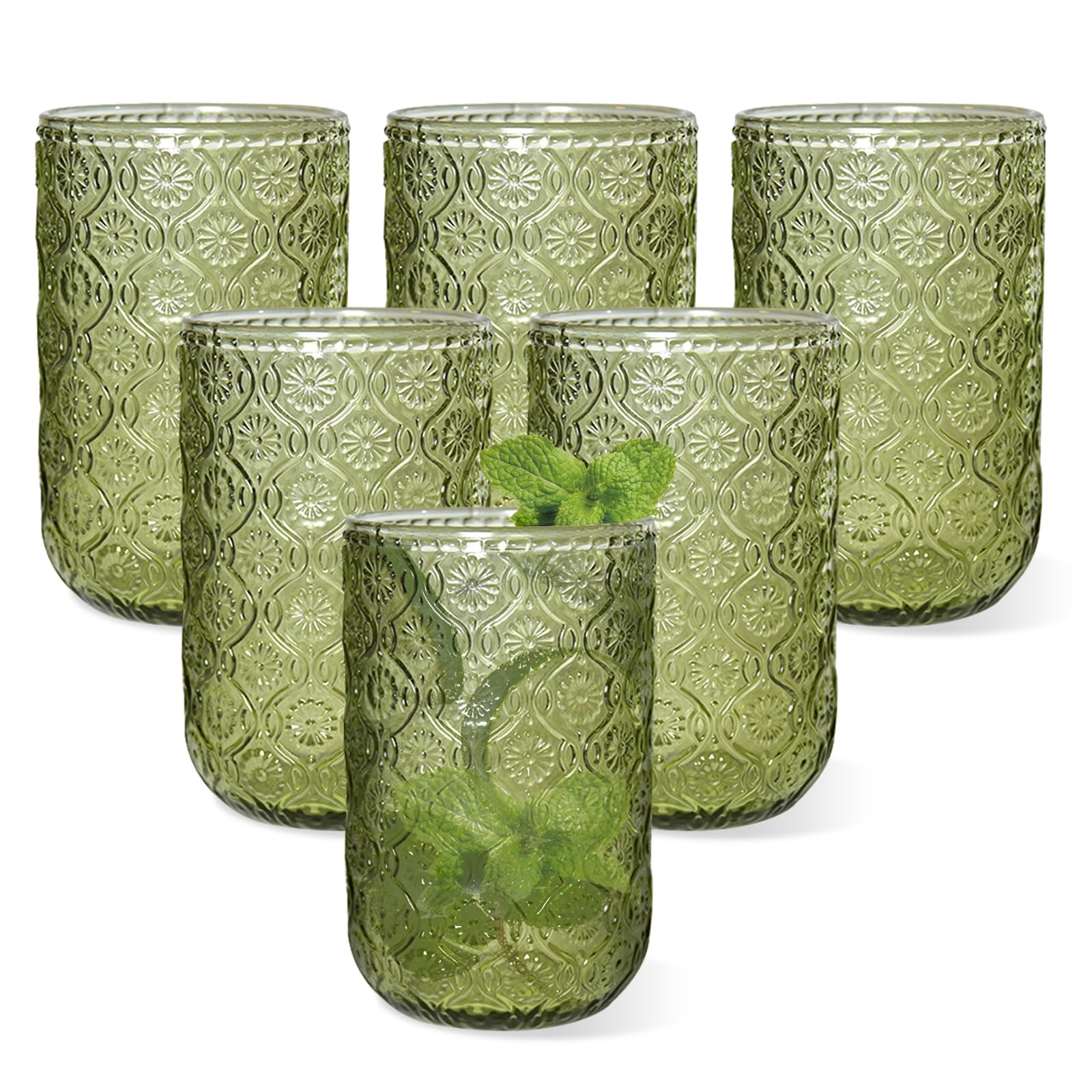 Verres à boire vintage Green au design gaufré raffiné