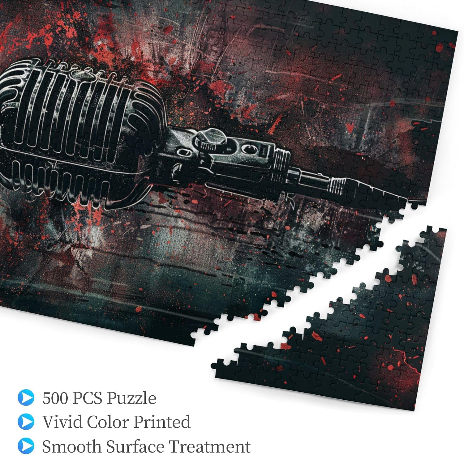 500 Piece Wooden Puzzles Metal Microphone,Stunning Artwork of Adults,Unique and Beautiful Design,Classic Metal Microphone Wood Puzzle 500 Piece,Gift for Music Lover,Stress Relieving Puzzle