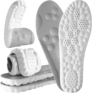 CCOBCHY 4D Cloud Steppers Insoles Men Women - Memory Foam Shock Absorption, Anti-Fatigue Pain Relief for Plantar Fasciitis, Shoes Boots Sneakers Gray
