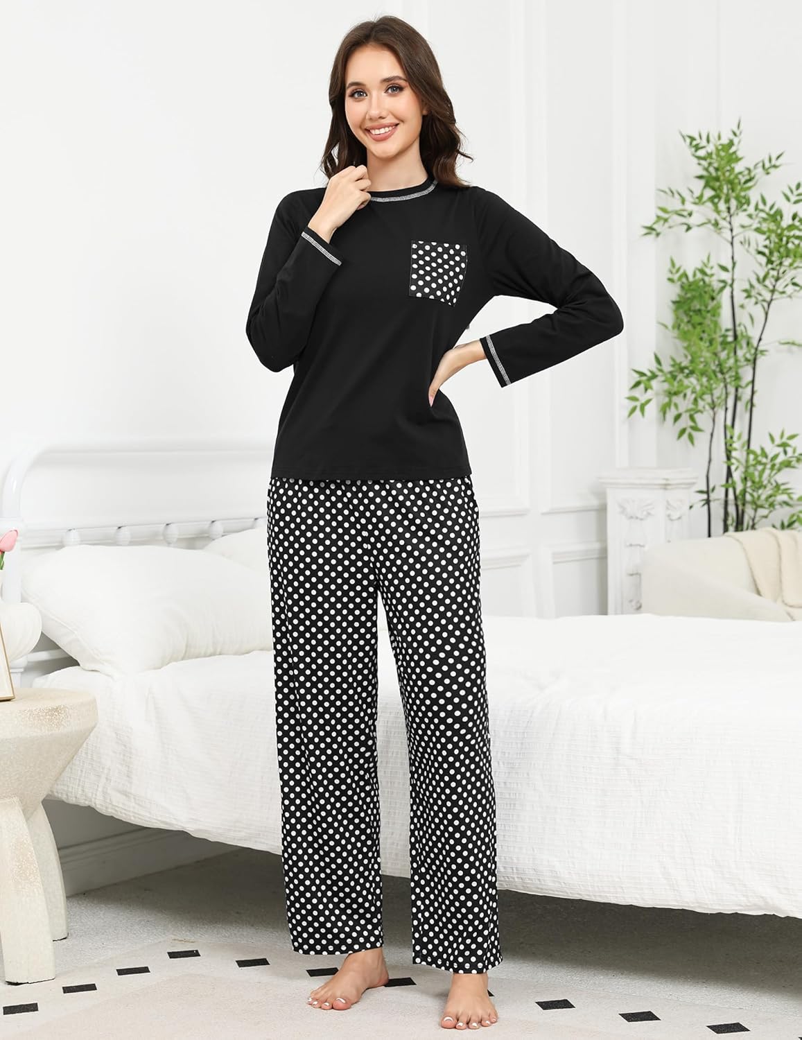 GAESHOW Women's Pajama Sets Long Sleeve Cotton Pj 2 Piece Pajamas Soft Sleepwear Ladies Lounge Sets - Image 2