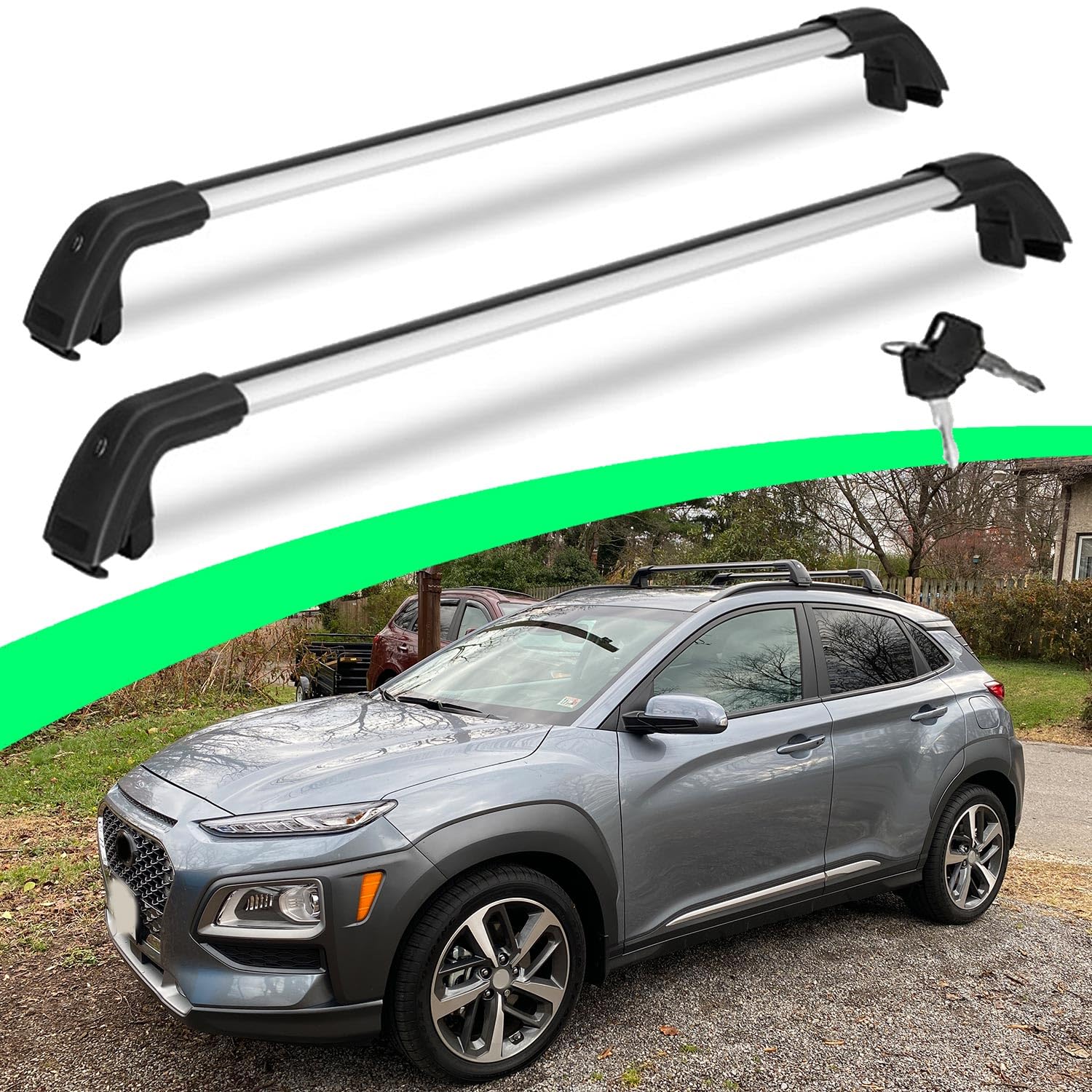 Anti-Theft Roof Racks Cross Bars for Hyundai Kona & Kona N & Kona EV ...