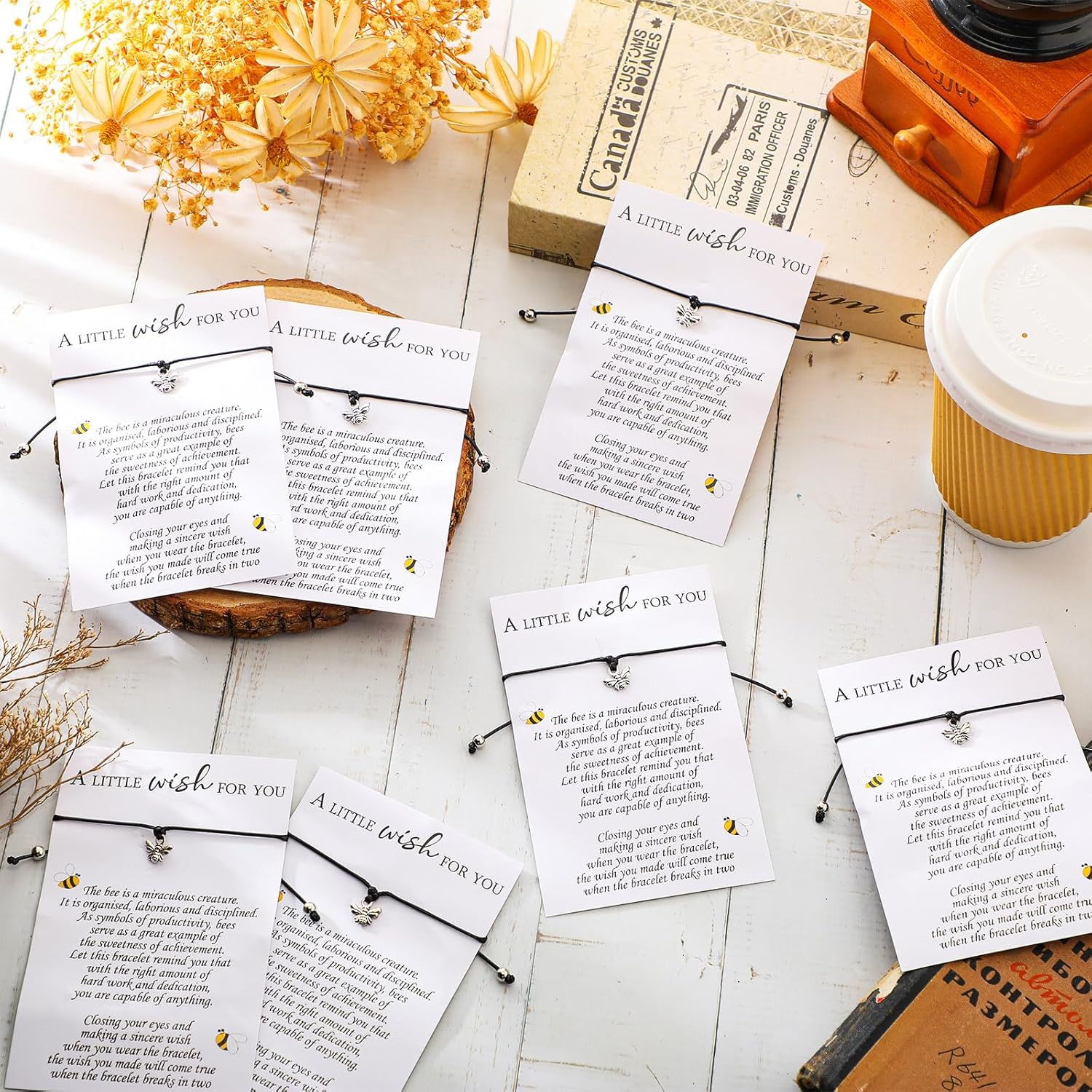 25 Sets Employee Appreciation Gifts Good Luck Charms Bee Bracelets Good Luck Wish Bracelets with Wish Cards Inspirational Bee Lover Gifts for Teachers Women Coworker Leaving - Image 4