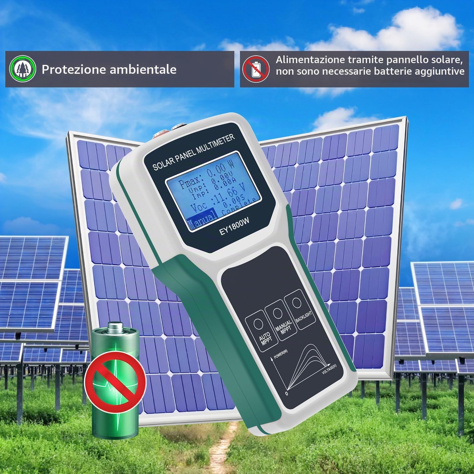 Ligowi 1800W Fotovoltaico Pannello Solare Tester MPPT Multimetro Pannelli Solari Tester Con Funzione di Protezione Ricarica Solare