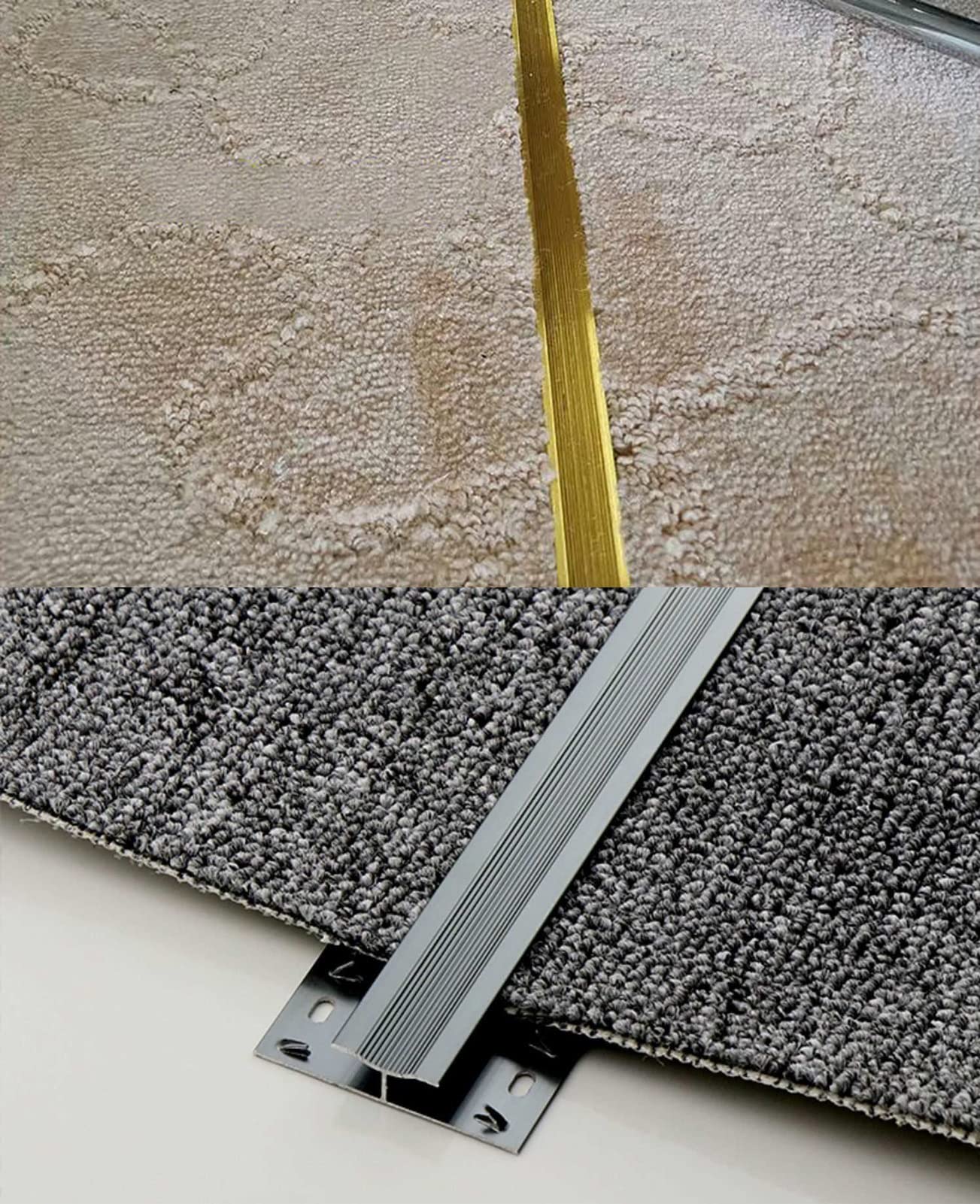Overgangsprofiel Tapijt Op Tapijt Verbinding Drempelstrip - 90cm/35.4in Lange Antislip Bindstrip met Gladde Rand, Aluminium Vloernaadafdekking voor Deuropening; (Color : Brown