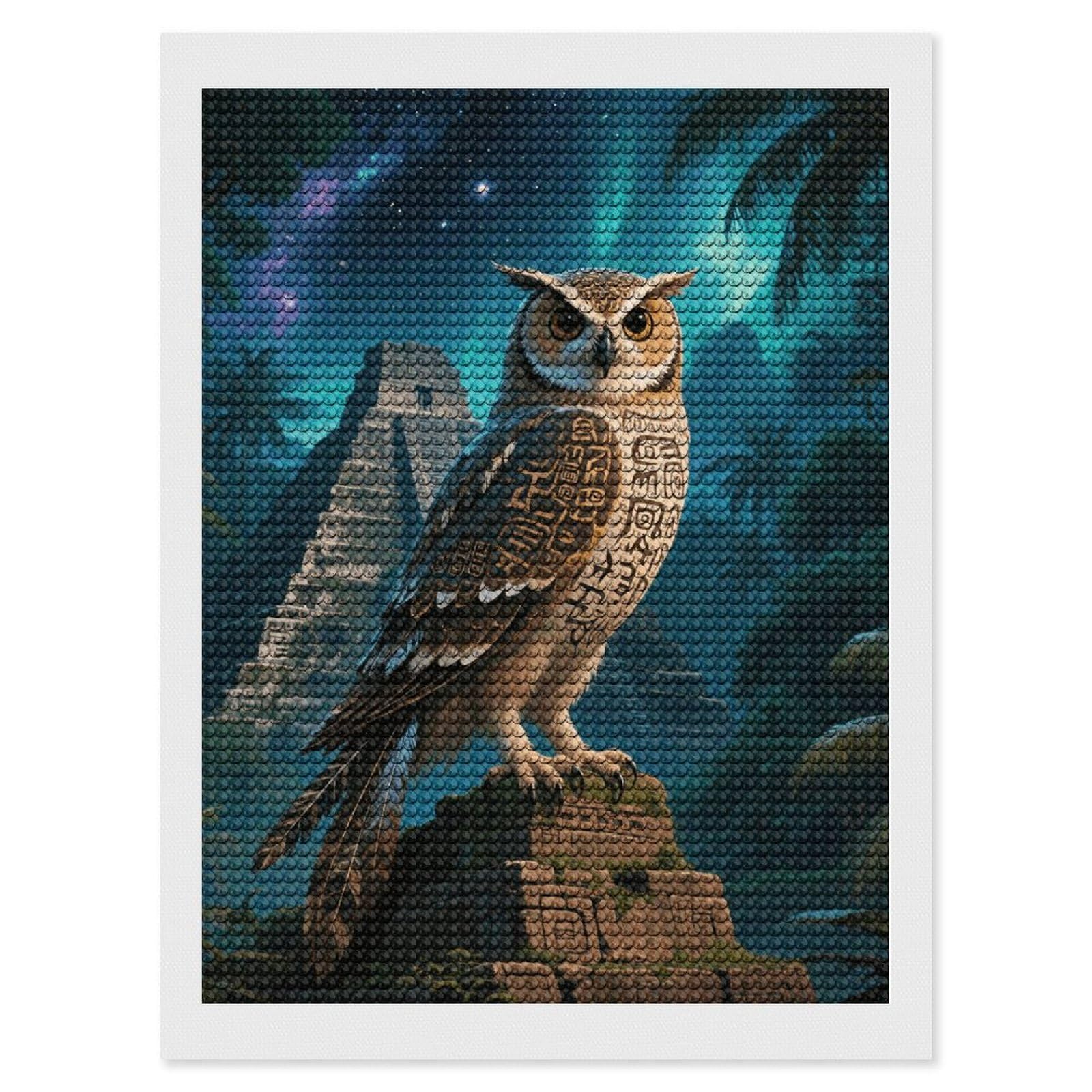 FodPand Maya Owl 5D Diamond Painting Kits for Adults Beginners Full Drill Round Diamond Dots Pictures Gem Art Supplies for Home Wall Room Decoration DIY Craft Set Gift 12x16