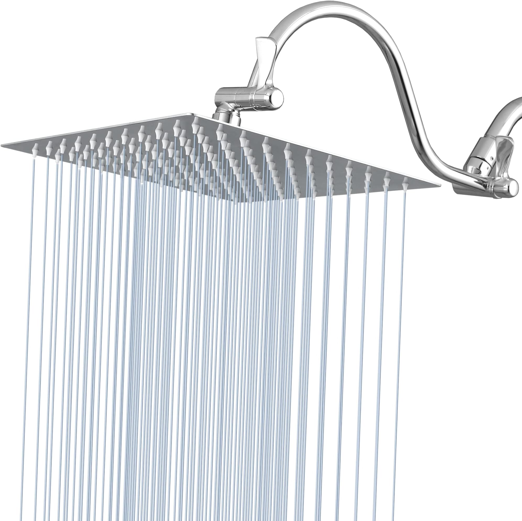 Voolan All Metal 12" Rain Shower Head with 14" Curved Extension Arm
