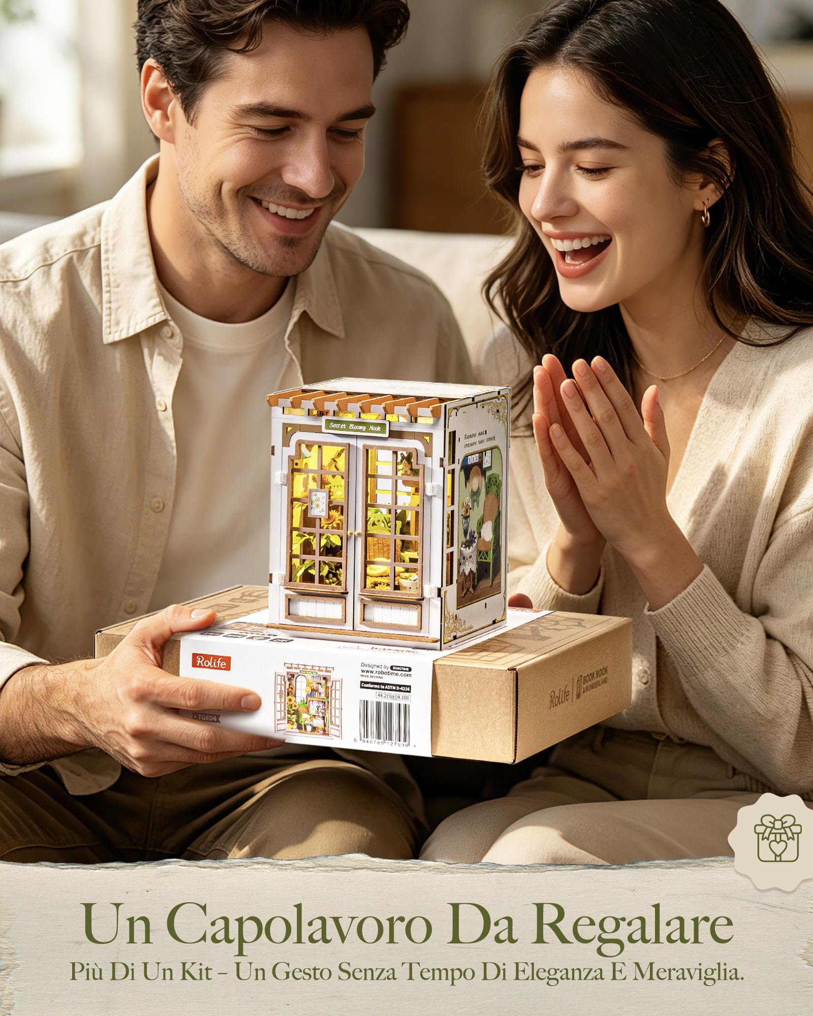 Rolife Casa in Miniatura da Costruire Book Nook Kit Fai da te Per Adulti Kit di Costruzione di Mini Casa Modellismo (Secret Bloomy Nook)