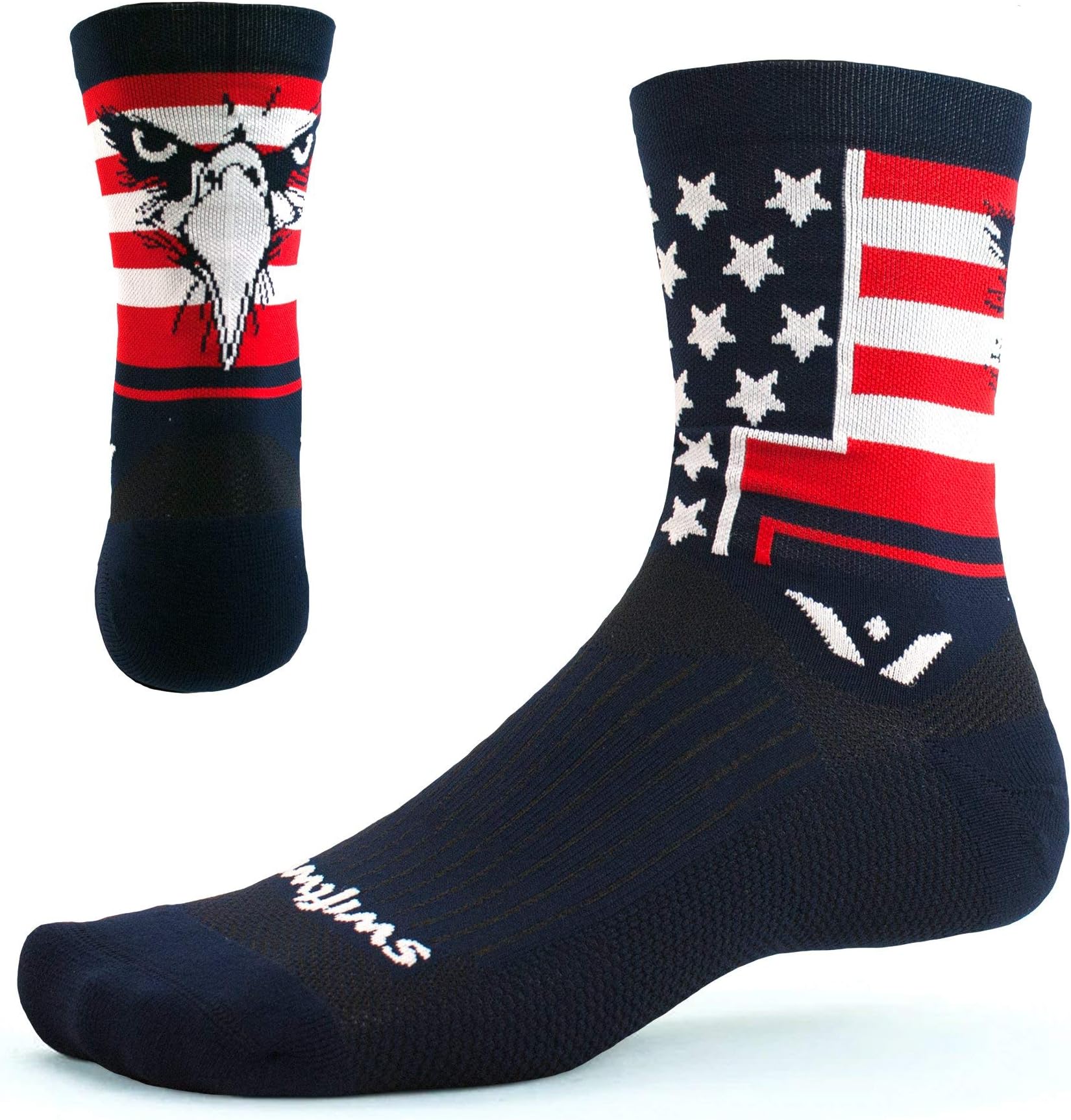 Swiftwick- VISION FIVE Tribute Running & Cycling Socks for Men & Women- Fast Dry, Cushioned, Crew