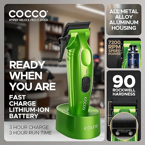 Miniatura 3 de Cocco Hyper Veloce Pro Clipper, Digital Gap Ambassador Graphene Taper Blade Profesional Clipper, Motor BLDC de alto par, totalmente metálico