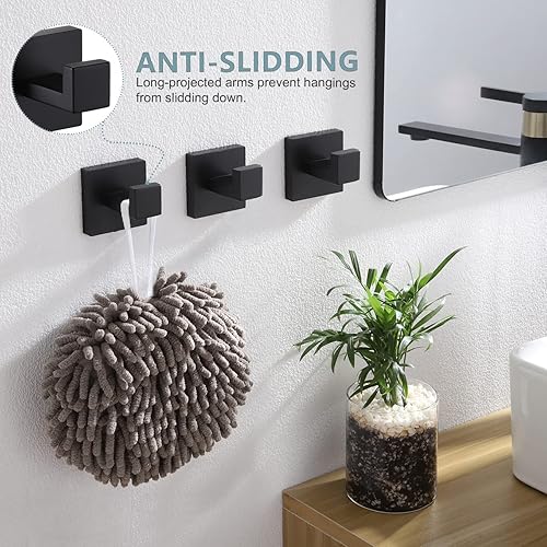 Vista 23 de KOKOSIRI Bathoom - Gancho para toallas, montaje en pared, cuadrado, para bata de baño, gancho para abrigos, cocina, garaje, resistente, acero Cromo