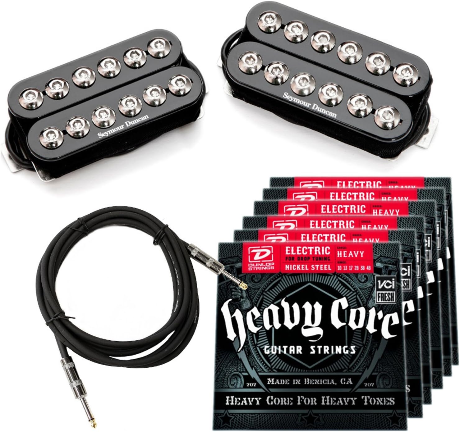 Seymour Duncan SH-8SG SYNYSTER GATES INVADER Pickup SET Black/Chromew / 6 Sets of Strings and Cable