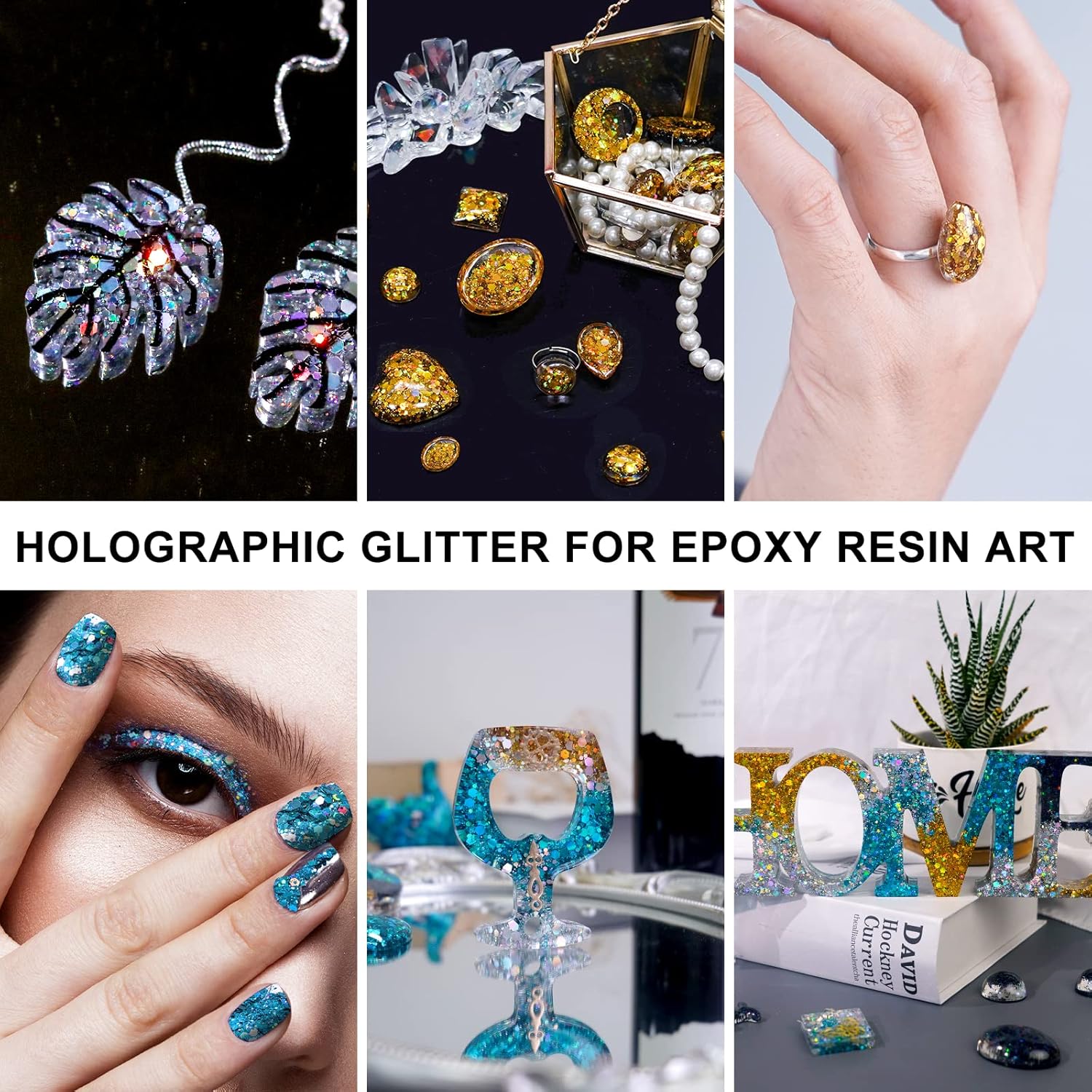 LET'S RESIN Holographic Chunky Glitter, 120G Silver Resin Glitter for Epoxy Resin/Festive Decor, High Flashing Holographic Glitter Perfect for Slime, DIY Crafts,Tumbler, Nail Art : Arts, Crafts & Sewing