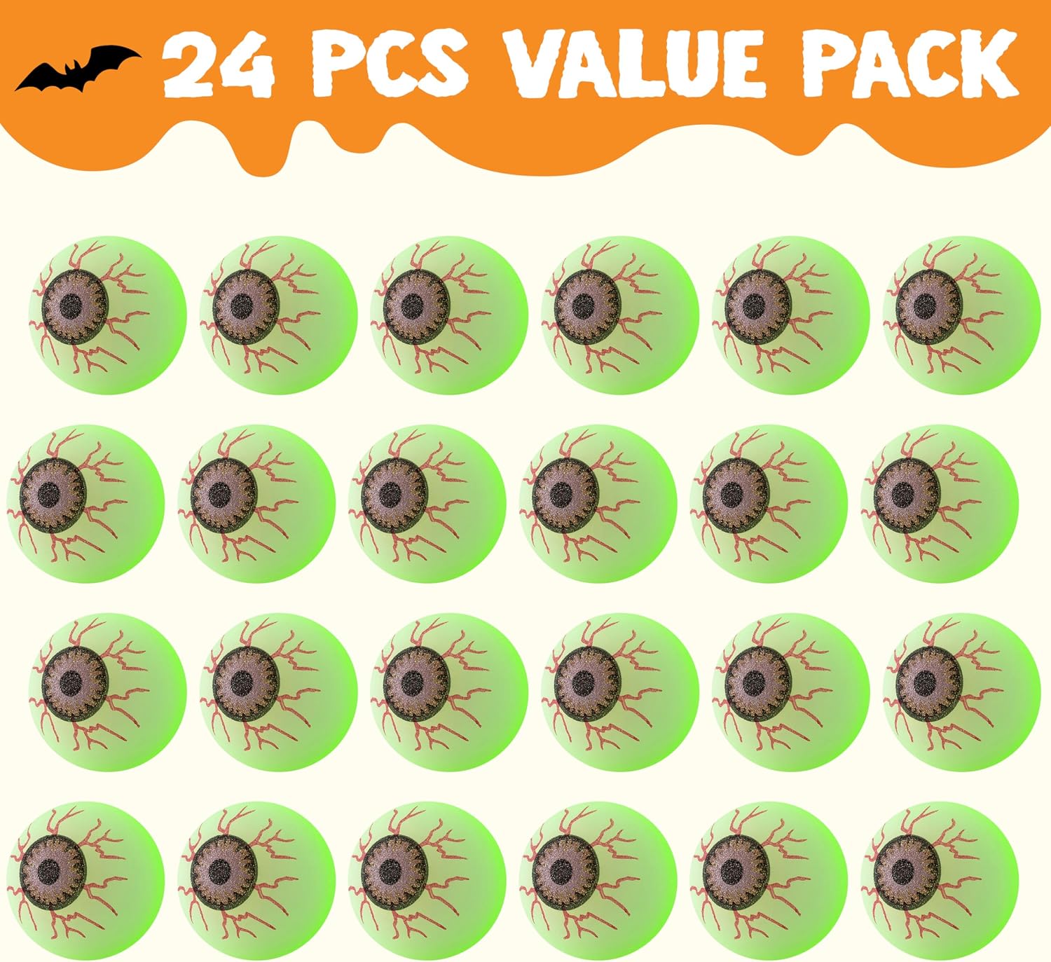 JOYIN 24 PCS Halloween Glow Eyeball Bouncy Balls, Glow in the Dark Bouncing Balls Eyeballs for Halloween Party Favors Game Prizes, Trick or Treating Party Decorations School Classroom Gifts image 2