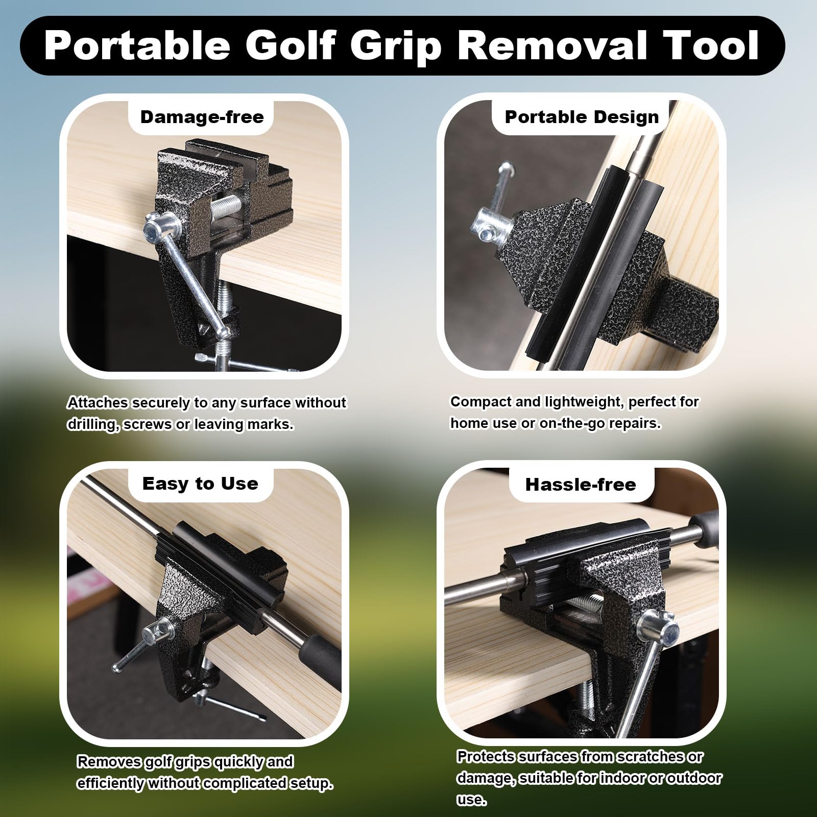 Kit Outils Retrait Poignées Golf Regrippage Pince-Étau Couteau Crochet Rétractable Rubans Adhésifs Double Face Pince Caoutchouc