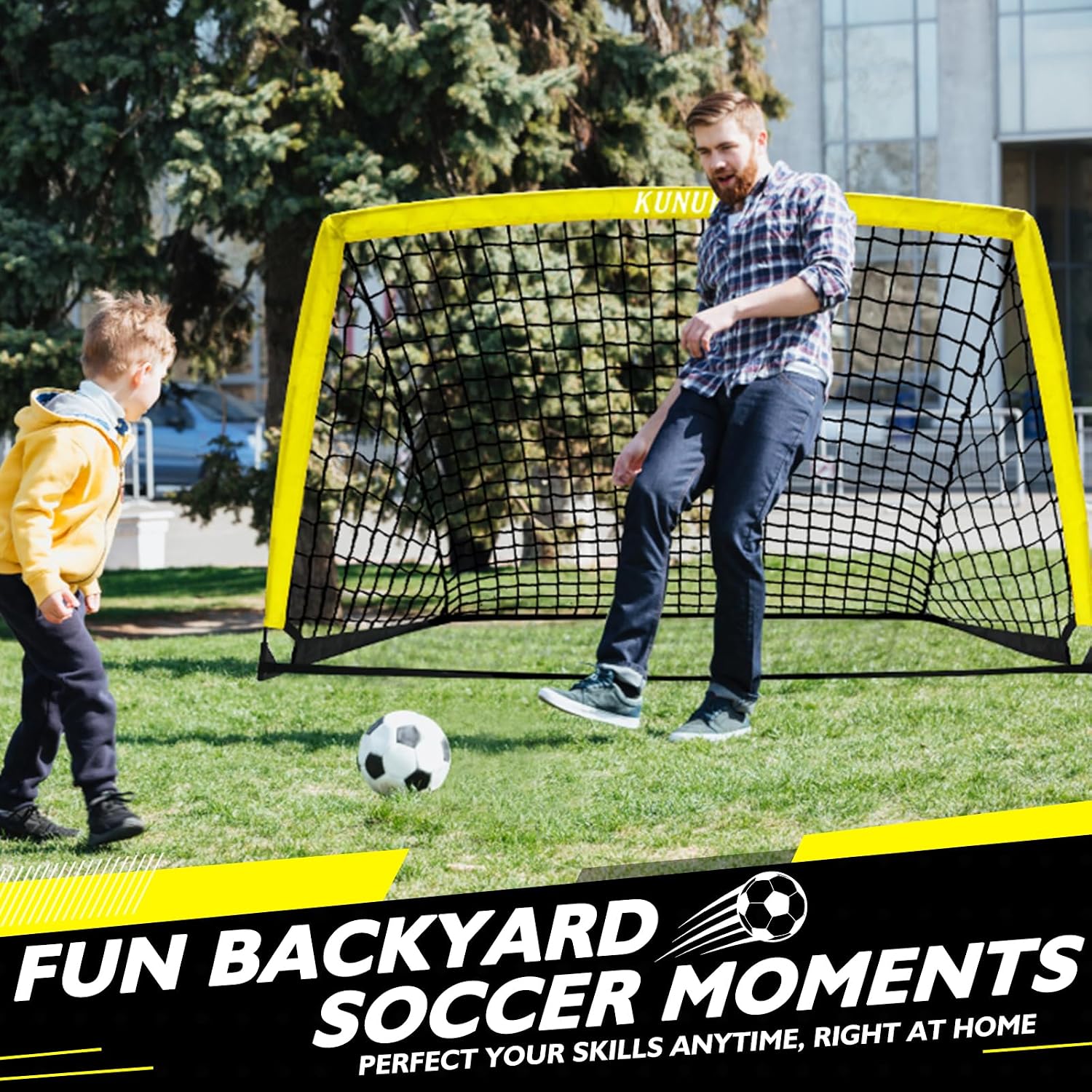 5×3 6x4 9x5 FT Portable Kids Soccer Goal for Backyard, Foldable Soccer Practice Net with Carrying Bag for Toddler Youth Adult Pop Up Soccer Training Equipment Indoor and Outdoor Sports Game