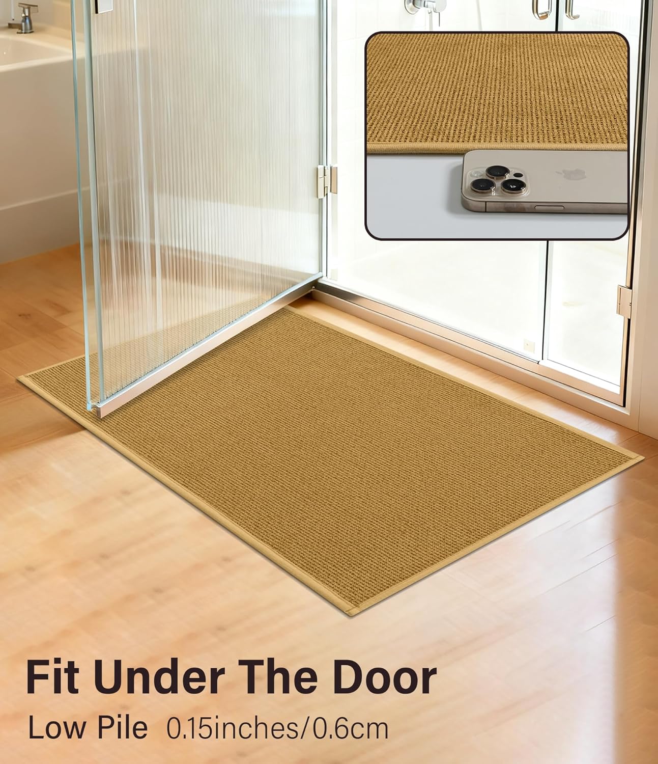 YIHOUSE Bathroom Rugs Mats Sets 2 Pieces, Ultra Thin Bath Mat Absorbent Non Slip Bath Rugs for Bathroom Washable, Shower, Sink, Laundry (Yellow, 2 Pieces) - Image 3