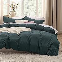 Vista 46 de Bedsure - Juego de ropa de cama prelavado, extrasuave, con 1 funda de edredón de 104 x 98 pulgadas con cremallera y 2 fundas de almohada, sin