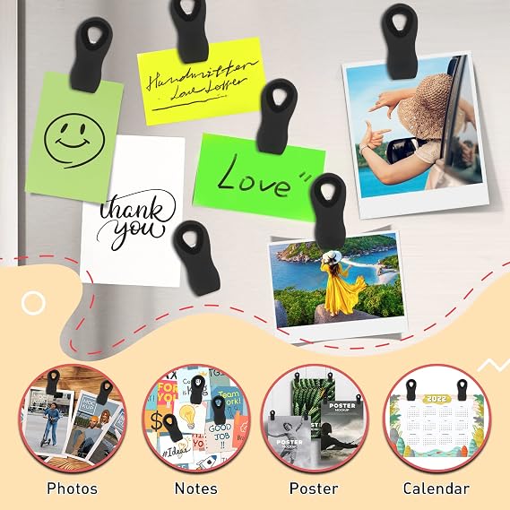 12 Pack Chip Clips, Magnetic Bag Clips for Food Packages, RV Accessories, Kitchen Clip with Magnet for Fridge, Plastic Assorted Colors Bag Clip for Fridge, Kitchen