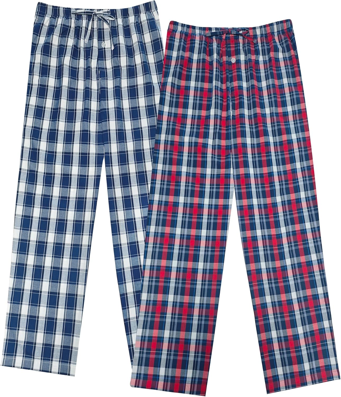 Vulcanodon Men's Cotton Pajama Pants, Lightweight Plaid Pjs Bottoms Soft Woven Men Sleep & Lounge Pants
