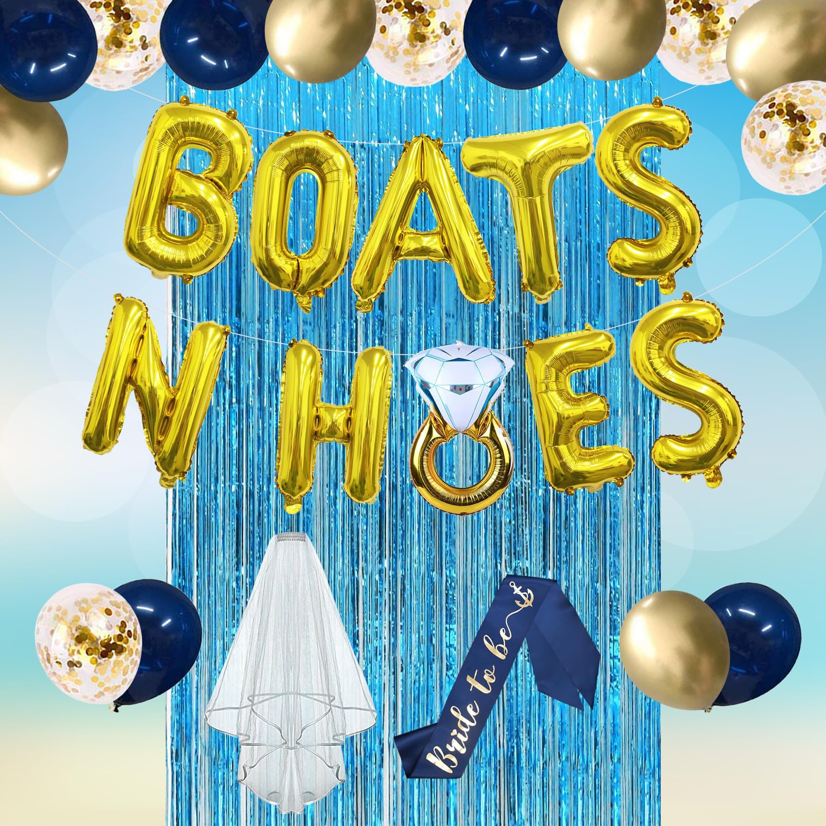 Nautical Bachelorette Party Decorations Boats And Banner Boats N Balloons Blue Bachelorette Party Favors Nautical Bridal Shower Decorations