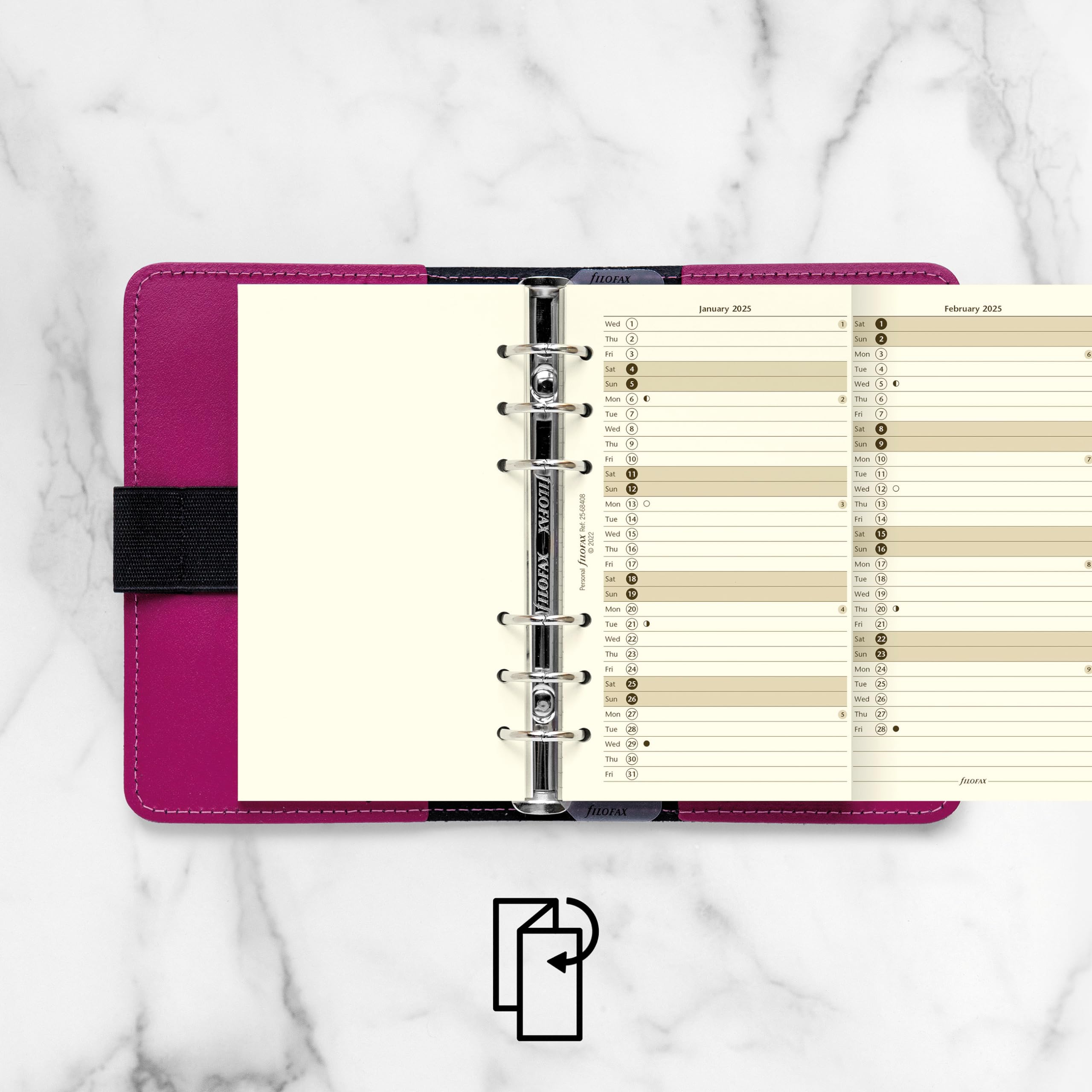 Filofax Calendar Diary Refill, Personal/Compact Size, Vertical Year Planner, Cotton Cream Paper, English, 2025 (C68408-25 - View #4