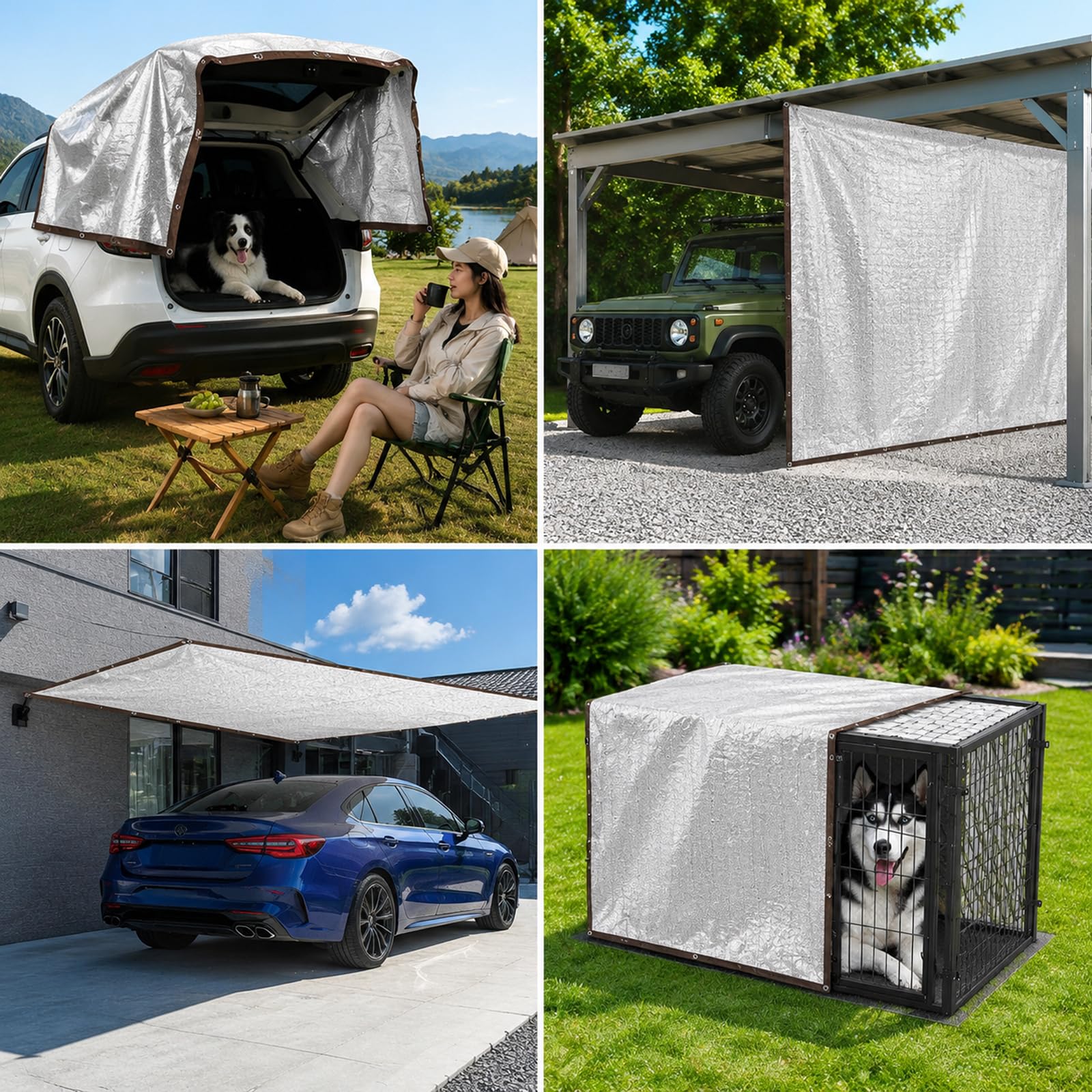NEWFUN Red Sombra Exterior, 3 M x 4 M, Red de Sombra con Ojales, 80% de Protección UV, Apta para Coches, SUV, Autocaravanas, Viajes y Acampadas