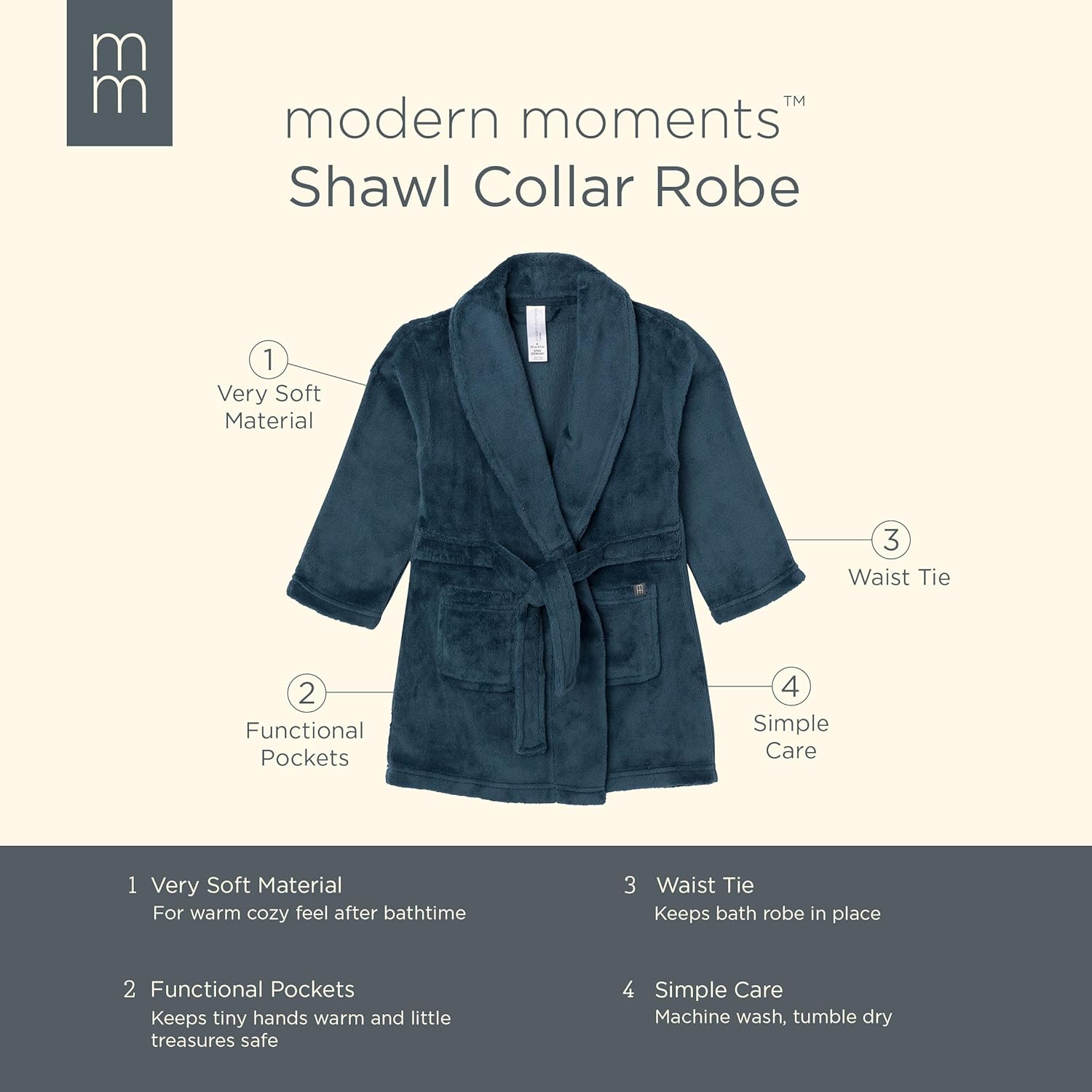 Modern Moments by Gerber unisex-baby Plush Shawl Collar Robe - Image 7