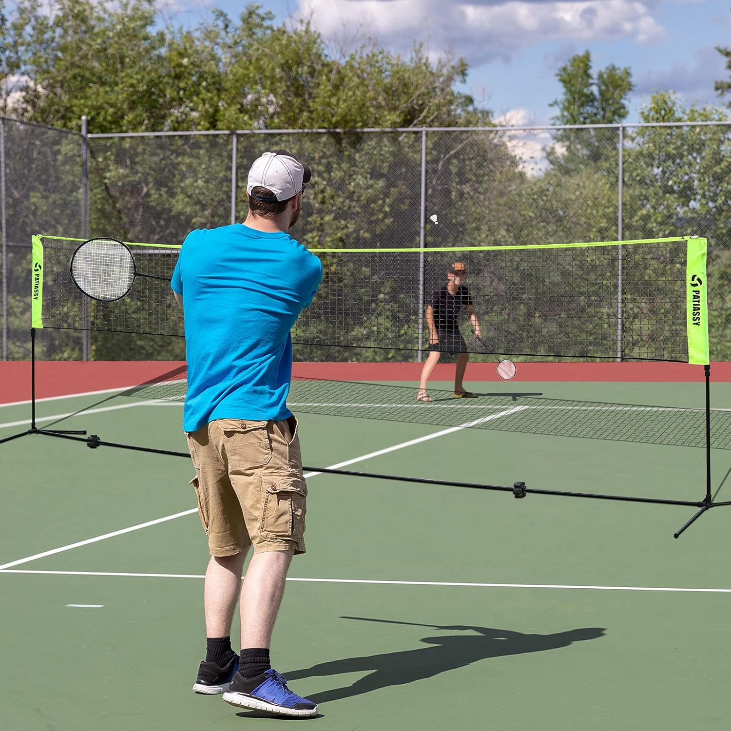 Patiassy Portable Volleyball Badminton Net Set - 17ft Indoor Outdoor Adjustable Height Net with Poles, 4 Shuttlecocks, 4 Pickleballs and 1 Volleyball for Backyards Beach : Sports & Outdoors