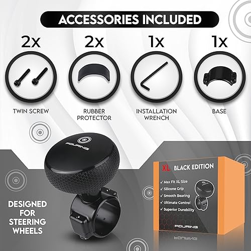 Miniatura 45 de Perilla para volante de auto de silicio color negro BL Silicon Power Handle, accesorio para auto, vehículo rojo