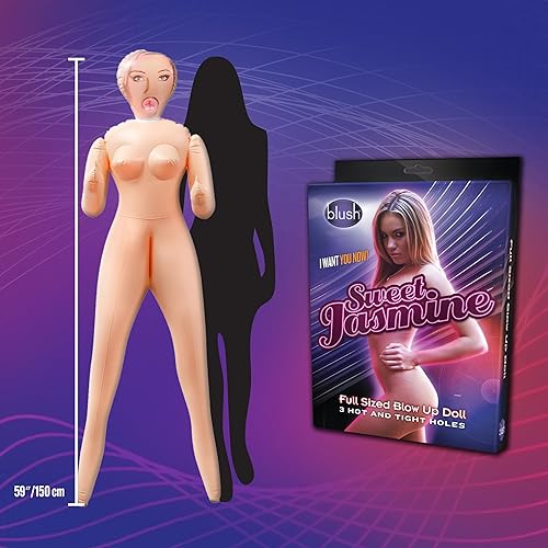 Miniatura 3 de Blush Novelties, X5 Men - Muñeca sexual Sweet Jasmine Blow Up - Inflar a tamaño real - 5 pies 3 pulgadas - 3 puntos de entrada - Natural