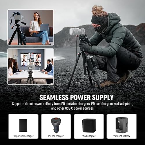 Miniatura 19 de NEEWER D Tap to NP-F550 Batería ficticia con cable para batería de montaje en V, fuente de alimentación estable para RGB660 RGB1200 RGB168 BH20B Luz