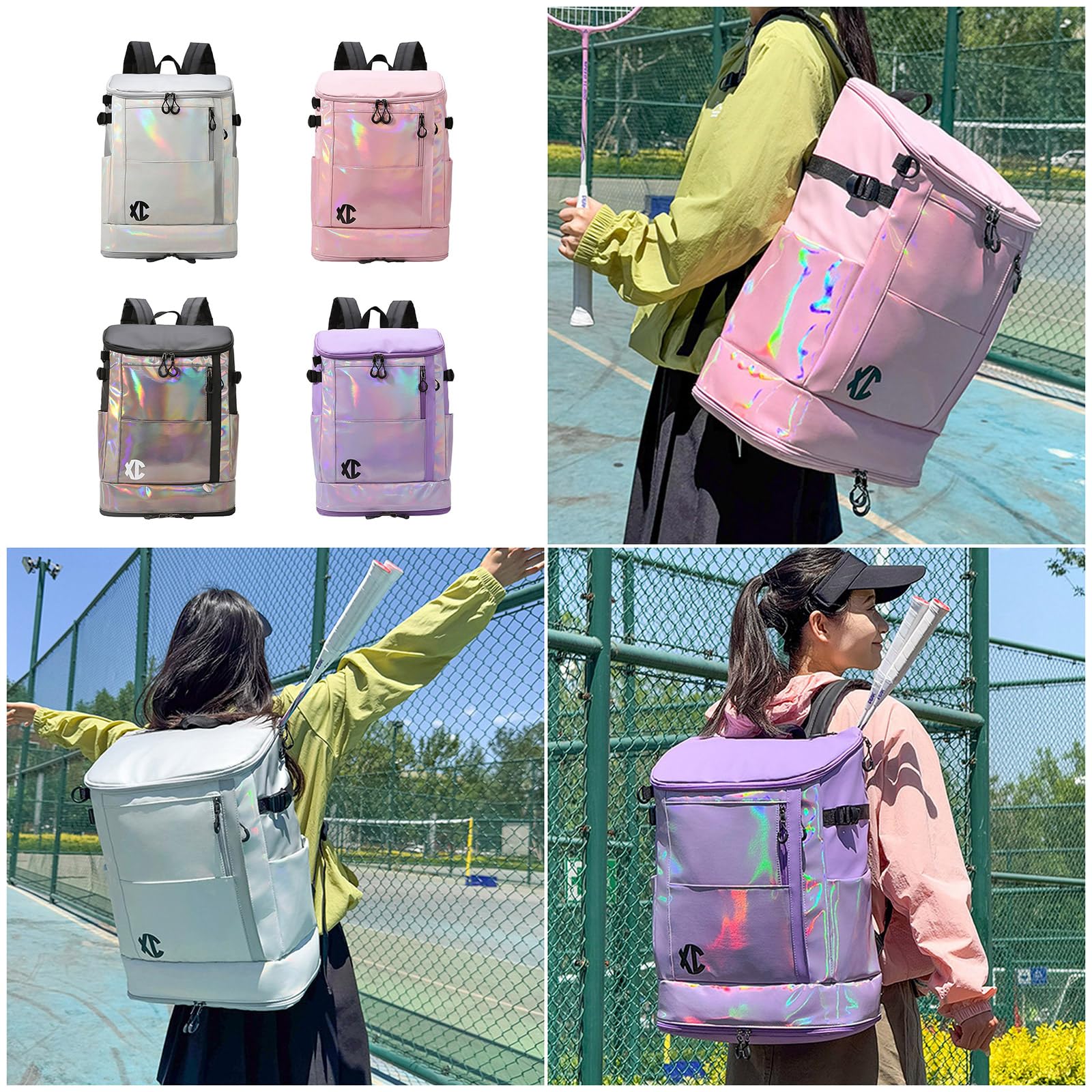 Leichter Sportrucksack Für Tenniszubehör Tasche Aus Oxford Stoff Mit Mehreren Fächern Atmungsaktiven Riemen Und Seitlichen Netzhaltern Tasche Für Tennis Badminton Ausrüstung
