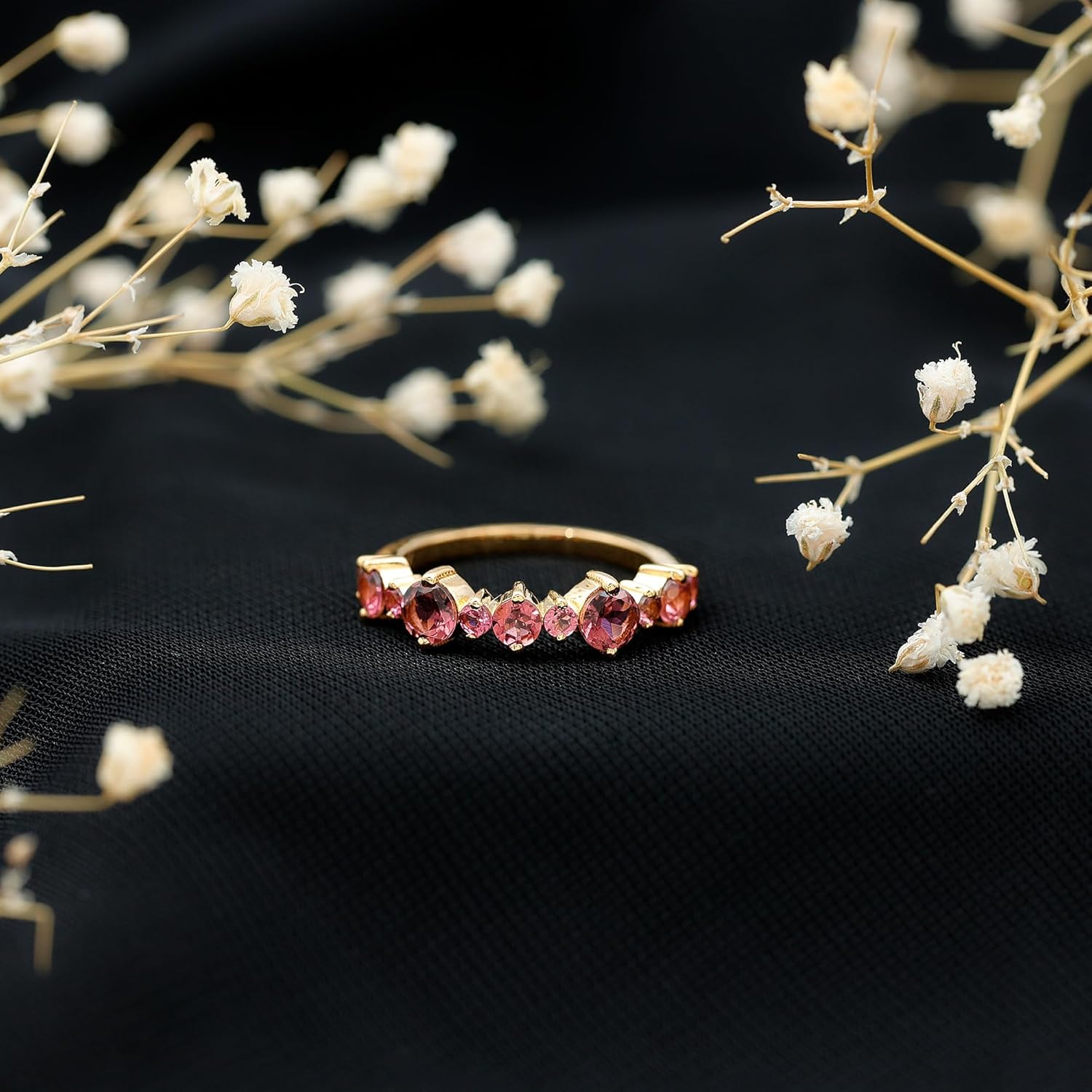 Natural Pink Tourmaline Eternity Band, AAA Quality, Certified Tourmaline Anniversary Ring - Ideal for Gift