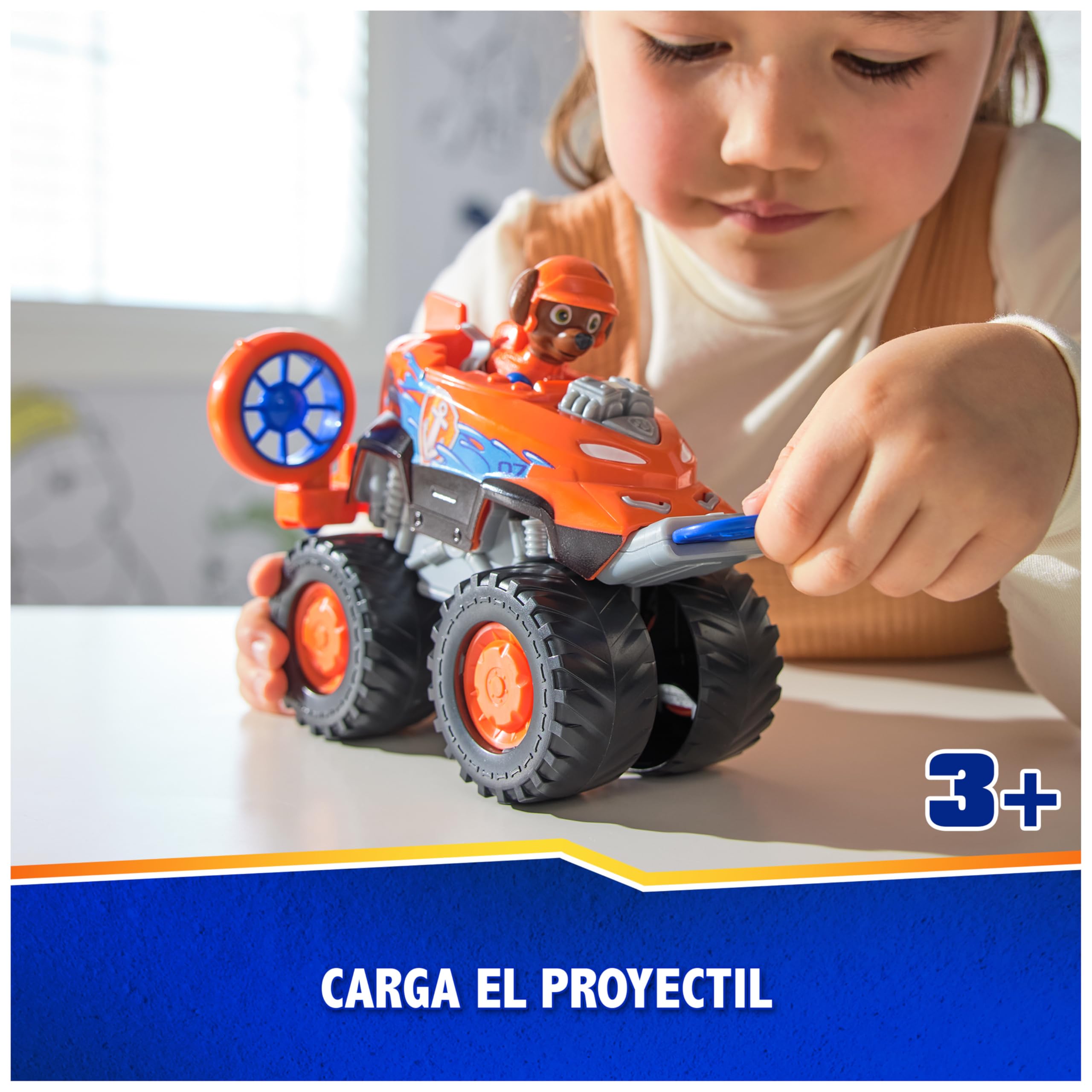 Paw Patrol Patrulla Canina - Pack Figura Zuma Rescue Wheels y Vehículo Aerodeslizador Lanza Proyectiles - Patrulla Canina Juguetes - Juguetes Niños 3 años + - Regalo Niño 3 años