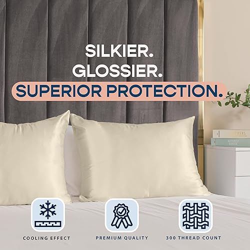 Miniatura 7 de ShopBedding - Lujosa funda de almohada de satén para el cabello, 2 unidades, satinada, estándar, con cremallera, estampado de cebra marrón, Blissford