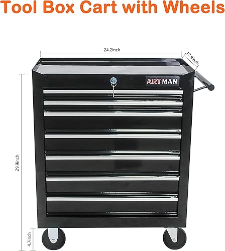 Miniatura 3 de Carrito de herramientas de 7 cajones con ruedas, multifuncional, almacenamiento de herramientas, organizador de herramientas para garaje, almacén,