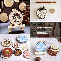 Vista 4 de 5ARTH Rebanadas de madera natural, 30 piezas de 2.4 a 2.8 pulgadas, kit de madera sin terminar preperforado con agujero, círculos de madera