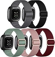 Vista 10 de Adorve Bandas elásticas de nailon compatibles con Fitbit Versa 3/Versa 4/Sense/Sense 2 para hombres y mujeres, banda deportiva elástica ajustable