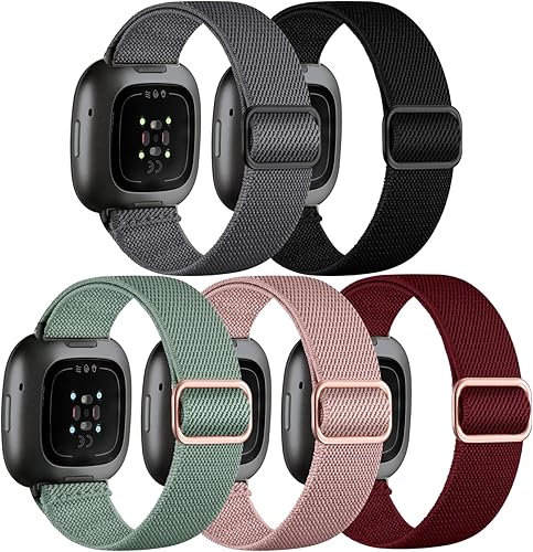 Miniatura 10 de Adorve Bandas elásticas de nailon compatibles con Fitbit Versa 3/Versa 4/Sense/Sense 2 para hombres y mujeres, banda deportiva elástica ajustable