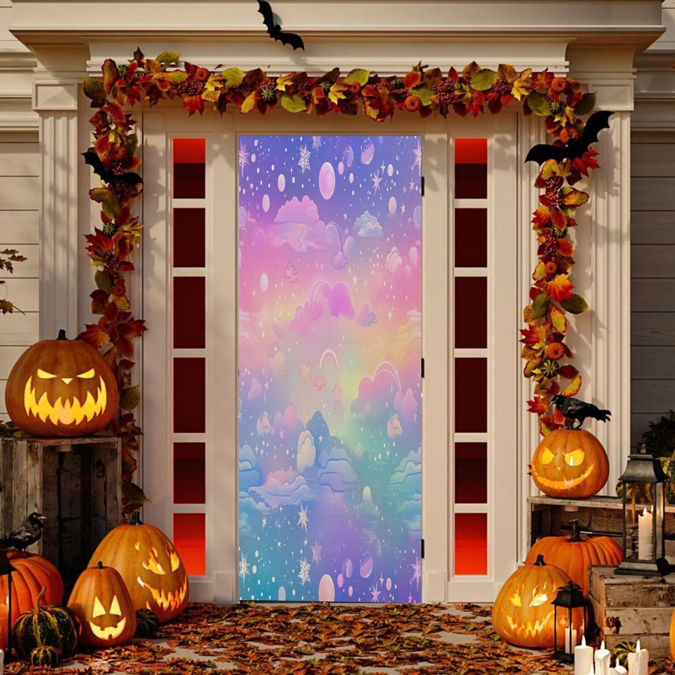 Housse de porte extensible Dreamy Clouds pour masquer une porte et décorer une fête facilement