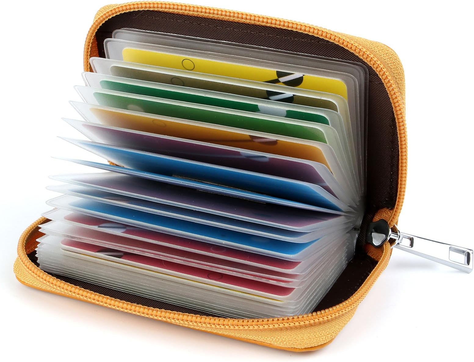 GERIINEERCredit Card Holder Wallets for Women Men Leather 26 Card Slots (Yellow)