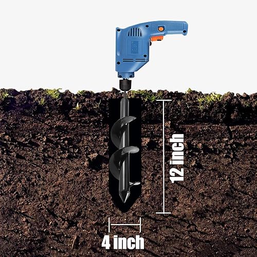 Miniatura 2 de Jayzod Broca de taladro sólido de 4 x 12 pulgadas para plantar, broca en espiral para jardín, taladro para plantas de bulbo y ropa de cama, broca