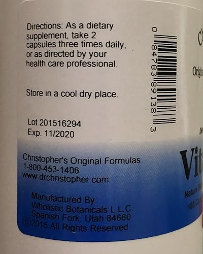 Vista 2 de Christopher's Original Formulas Vitalerbs, Nutrient-Rich Herbal Supplement, 180 Veg Caps