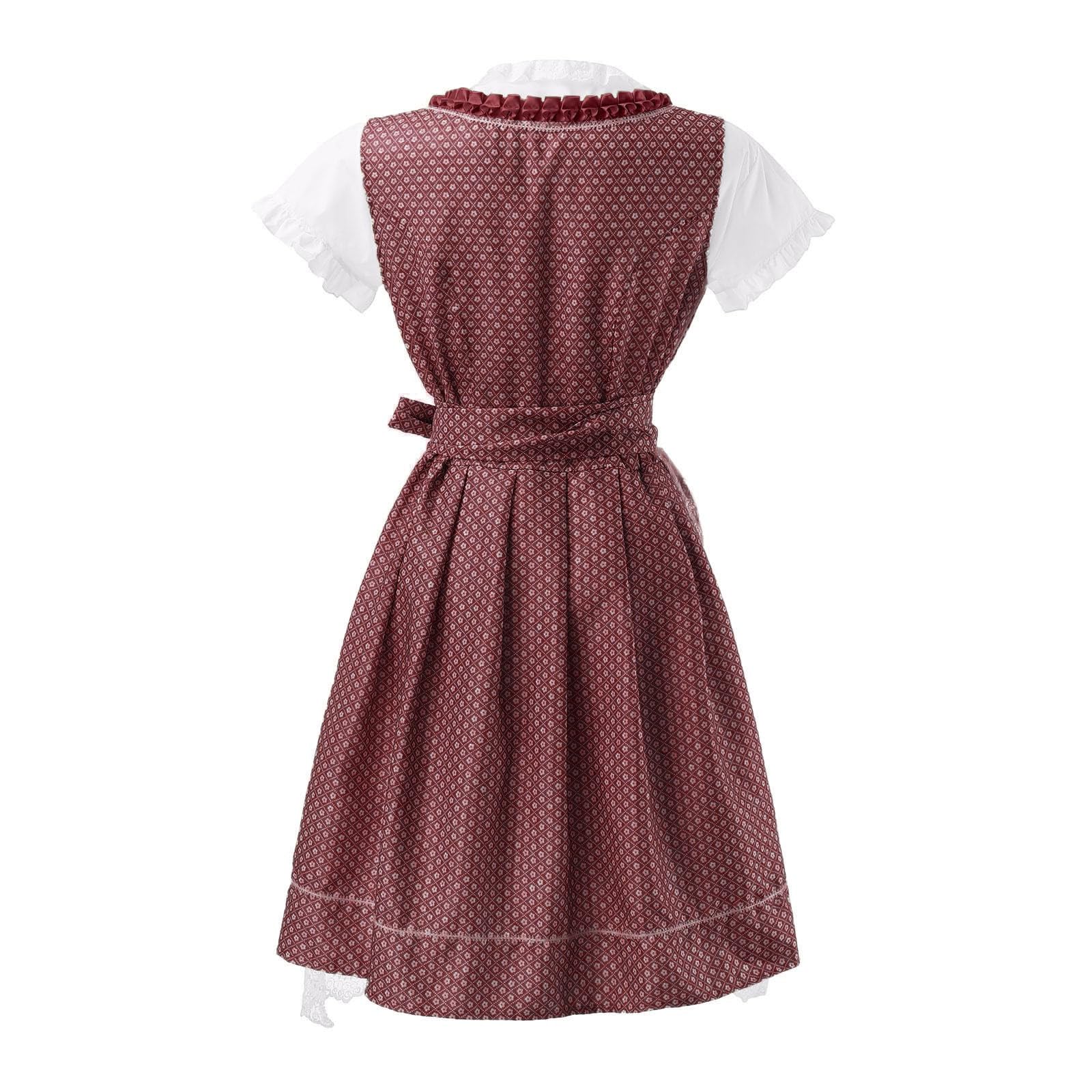 SKFLABOOF Dirndl Midi Damen 'Dirndl Gr 50 Oktoberfest Outfit Kurz Dirdnl Lang Trachtenrock Drindl Dirnsl Stretch Für Trachtenkleid Kleid Komplettset Ohne Schnürung Dindl 3 Teilig Drindel